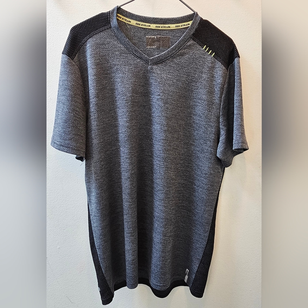RBX X-Train Performance T-Shirt | Medium | Short Sleeve Gray V-Neck
